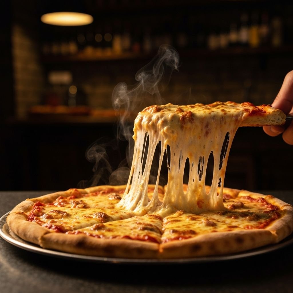 Pizza deliciosa com queijo derretido